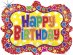 Colourful Stars Happy Birthday Holographic Design Balloon Supershape