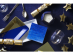 Luxurious beverage napkins in blue color with gold foiled stars print