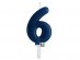 Navy blue number 6 birthday cake candle
