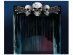 Skulls with black gauze door or wall decoration for a Halloween party
