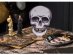 Wooden skull shaped centerpiece table decoration for a Halloween party