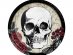 Large paper plates with skull and red flowers design 8pcs