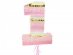 Number 1 shaped pinata in pink and gold color 50cm