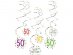 Colorful swirl decorations with number 50 for a birthday party 6pcs