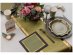 Paper plates in olive green color with gold foiled details