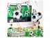 Plastic tablecover with the grass and the soccer balls print