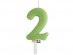Olive green number 2 birthday cake candle
