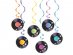 Retro disco swirl decorations 6pcs