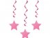 Pink stars hanging swirls decorations 3pcs