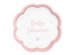Ροζ baby shower με καρδούλες χάρτινα πιάτα 8τμχ