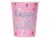Pink birthday glitz paper cups with holographic print 8pcs