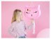 Pull pinata in the shape of a cat head in pink color