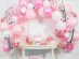 Pink-latex balloon garland with silver number 1