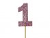 Ροζ Γκλιτεράτες Διακοσμητικές Οδοντογλυφίδες με τον αριθμό 1 (12τμχ)
