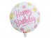 Ροζ Happy Birthday foil μπαλόνι extra float με χρυσές λεπτομέρειες 35εκ