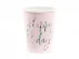 Pink paper cups with Happy Birthday holographic print 6pcs