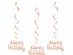Happy Birthday rose gold swirl decorations 3pcs