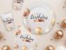 Paper cups for a birthday party with rose gold details