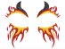 Set of stickers for face decoration with fire design