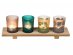 Tropical leaves wooden plate with tealight holders 30cm x 10cm