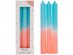Decorative candles for candle holders in turquoise with apricot color