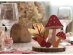 Ξύλινο διακοσμητικό για το τραπέζι με τα φθινοπωρινά φύλλα, τα μανιτάρια και τα βελανίδια
