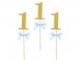 Χρυσές Γκλιτεράτες Διακοσμητικές Οδοντογλυφίδες με τον Αριθμό 1 και Γαλάζια Φιογκάκια (10τμχ)