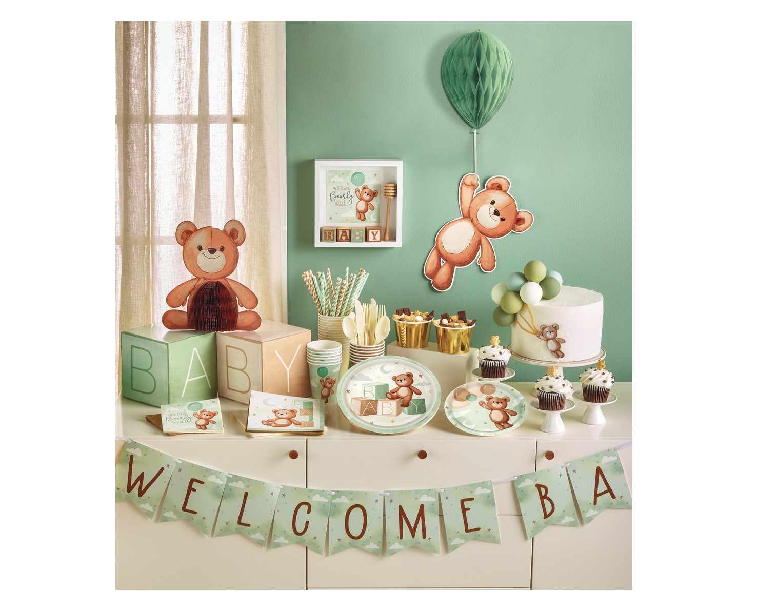 Διακόσμηση για το τραπέζι σε Baby Shower πάρτυ με θέμα το αρκουδάκι