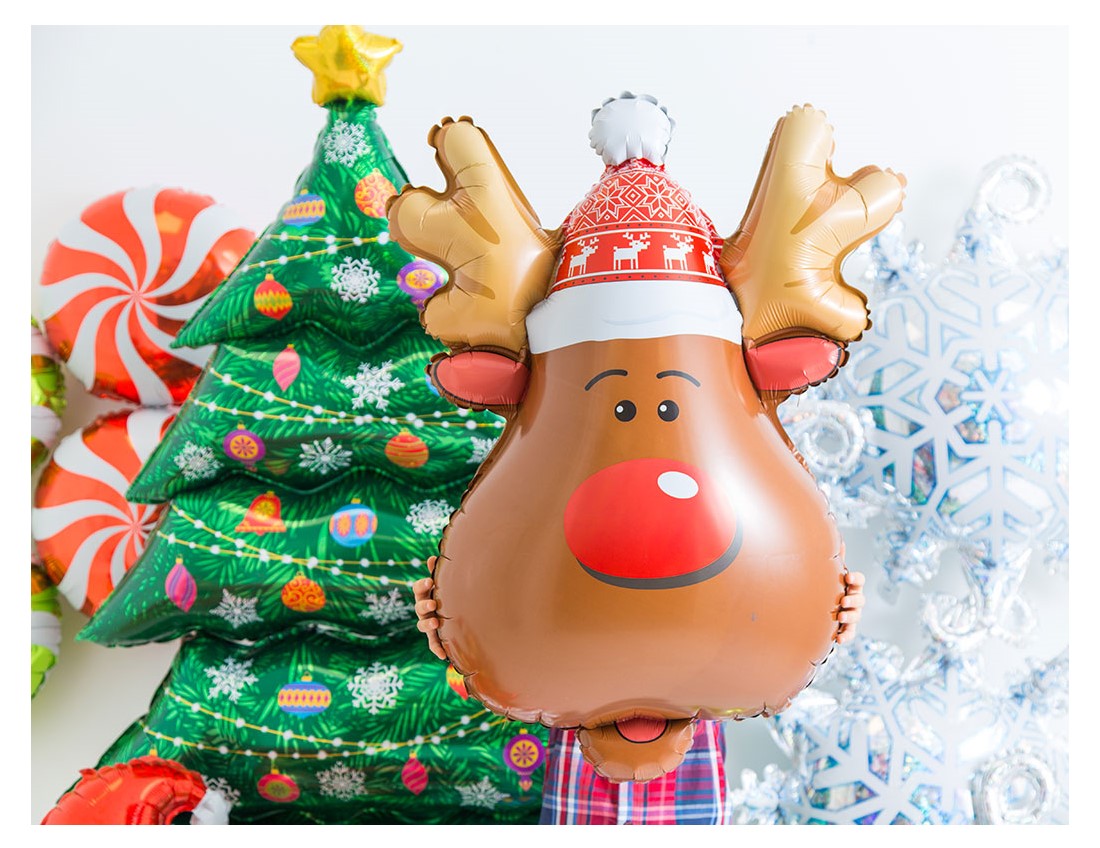 Μεγάλο foil μπαλόνι με το κεφάλι του Τάρανδου για τα Χριστούγεννα