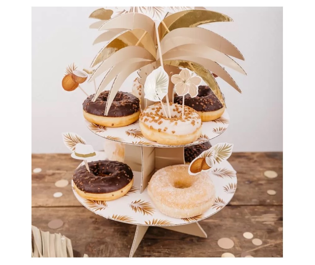 Διώροφη βάση για cupcakes για πάρτυ με τρόπικαλ θέμα