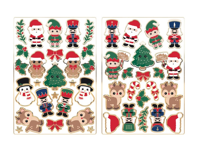 Xmas Friends αυτοκόλλητα με χρυσοτυπία 50τμχ