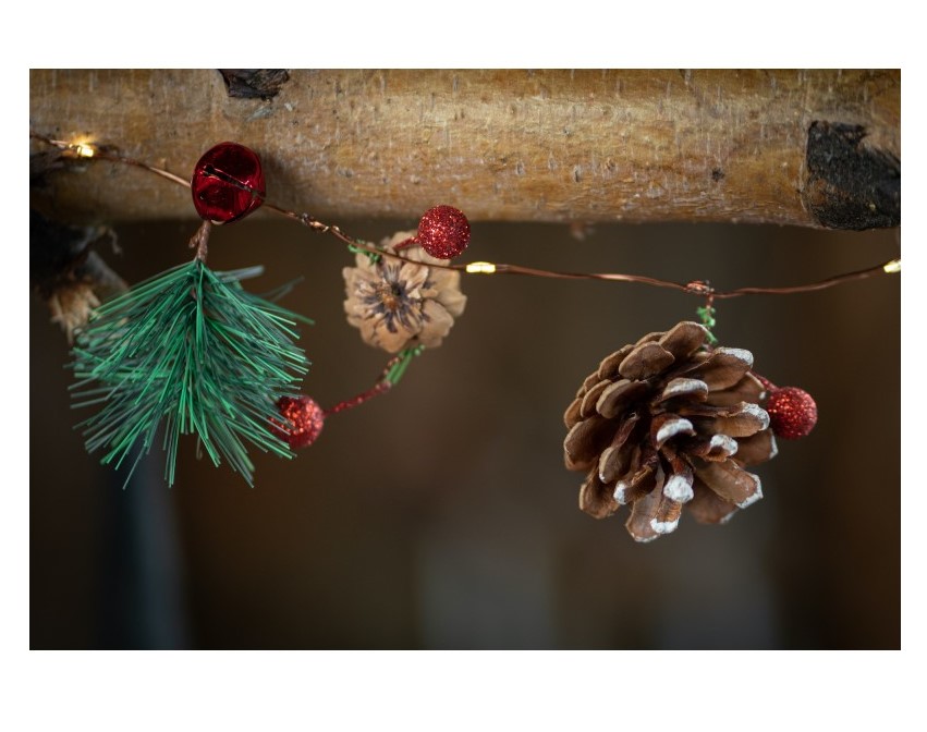 Διακοσμητική γιρλάντα για το σπίτι ή το πάρτυ τα Χριστούγεννα με τεχνητά φυτά και Led